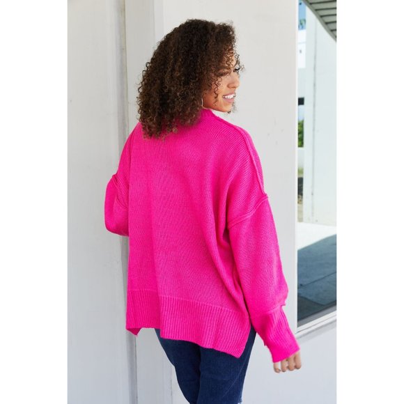 Davi & Dani Hot Pink Reverse Seam Sweater - Picture 3 of 11